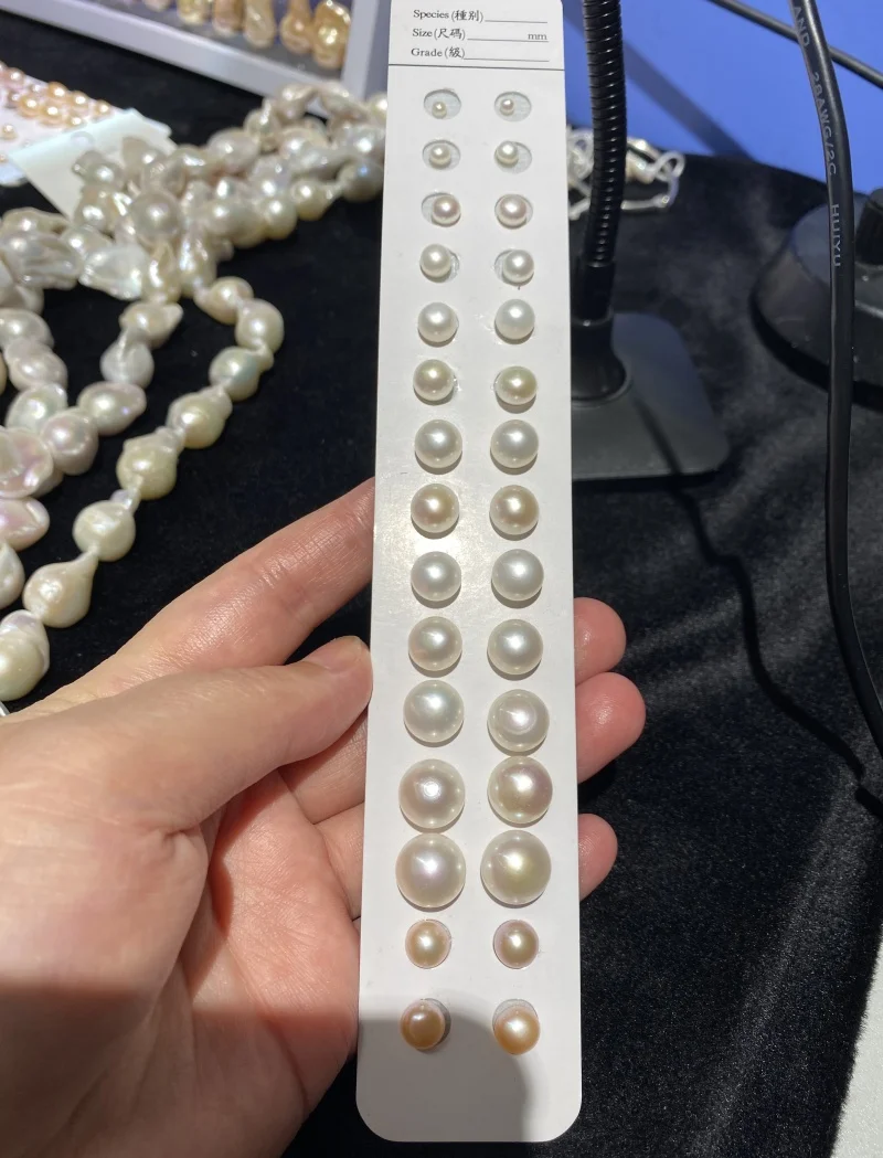 

3A 4A 5A Natural Freshwater Pearl Bead White Half Hole Bread Shape Pearl Loose Button Beads for DIY Jewelry Accessories