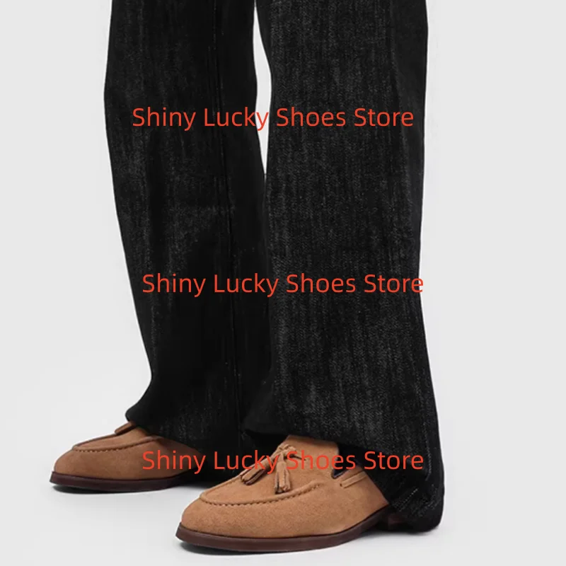 

Женские туфли с кисточками, круглый носок, плоские каблуки, швейные линии, женские балетки, мелкие женские бархатные туфли, Zapatos Mujer, замшевые женские туфли Chassure Femme