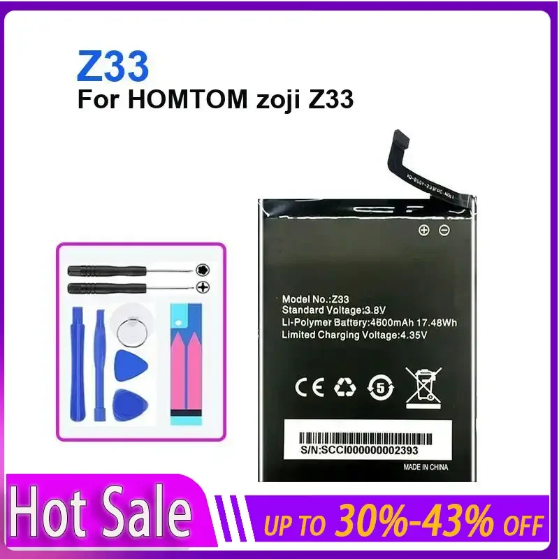 

Аккумулятор для HOMTOM Zoji Z33, 4600 мАч, смартфон, портативные аккумуляторы для сотовых телефонов, бесплатные инструменты, новая гарантия + трек-код