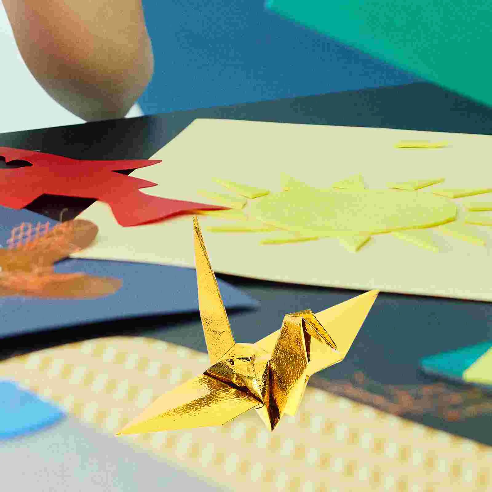 Single-sided Pearlescent Origami DIY Craft Folding Paper Creative Ornament Golden Color Square Practical Decorative