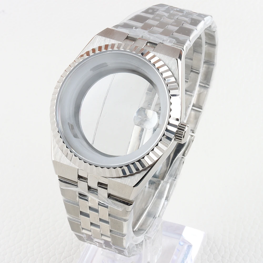 

NH35 39.5mm Watch Case Stainless Steel Bracelet For Land-Dweller nh35 nh36 Movement Sapphire Glass Silver Case Watch Mod Parts
