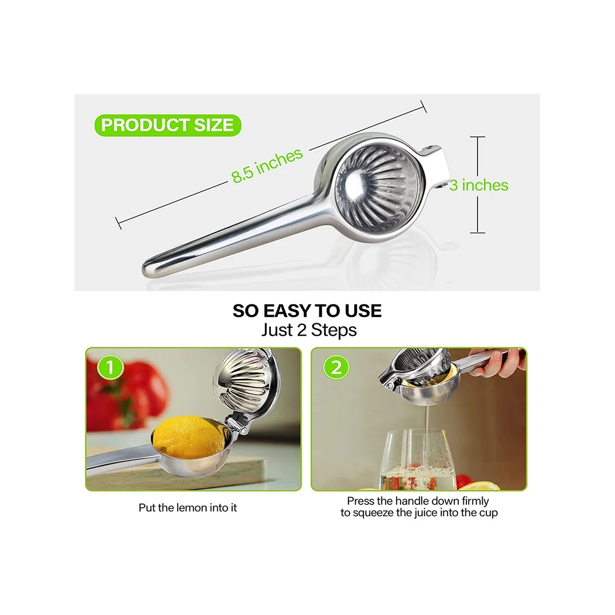 ステンレス鋼の追加の手動レモンスクイーザー,頑丈な金属ジューサー,絞り器