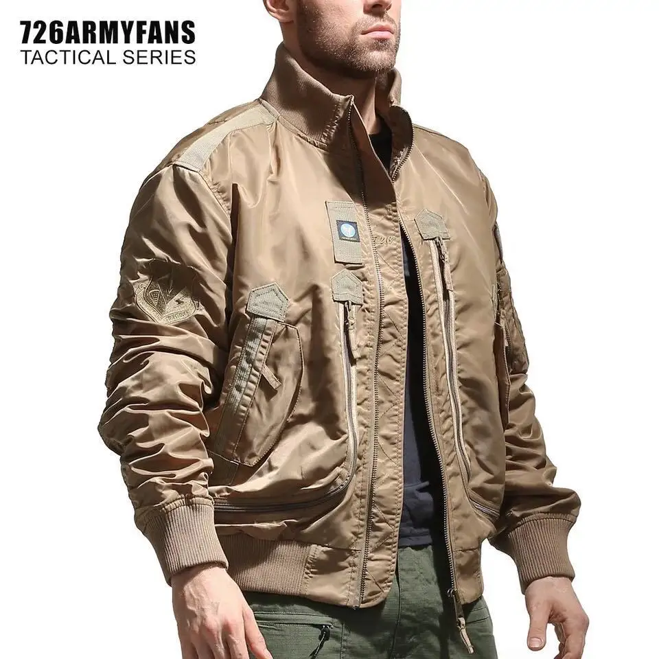 Spring and Autumn Air Force Pilot Jacket Men\'s American Outdoor Waterproof Baseball Jacket Retro Stand up Collar Jacket Short Hi