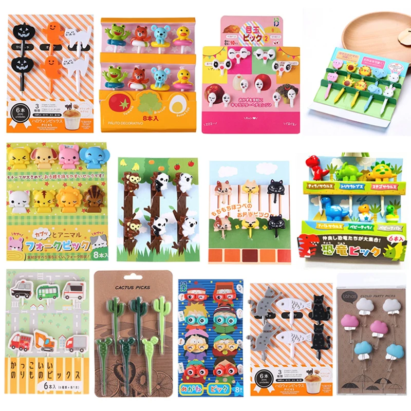 Multiple Styles Animal Fruit Fork Mini Cartoon Children Snack Cake Dessert Food Fruit Pick Toothpick