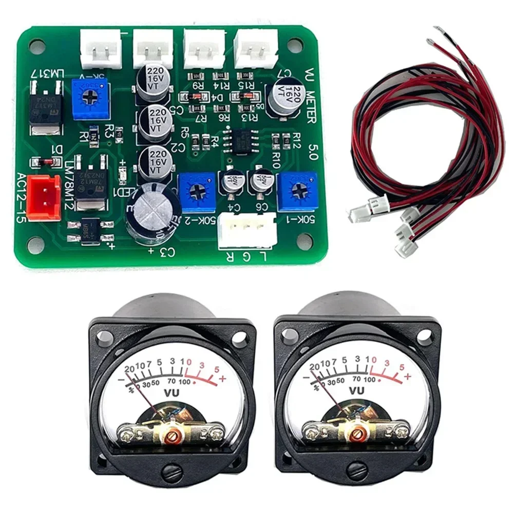 1 Set 35mm VU Meter Audio Level Indicator Backlight + Audio Level Driver Board Volume Meters Driver Board Connecting Cable