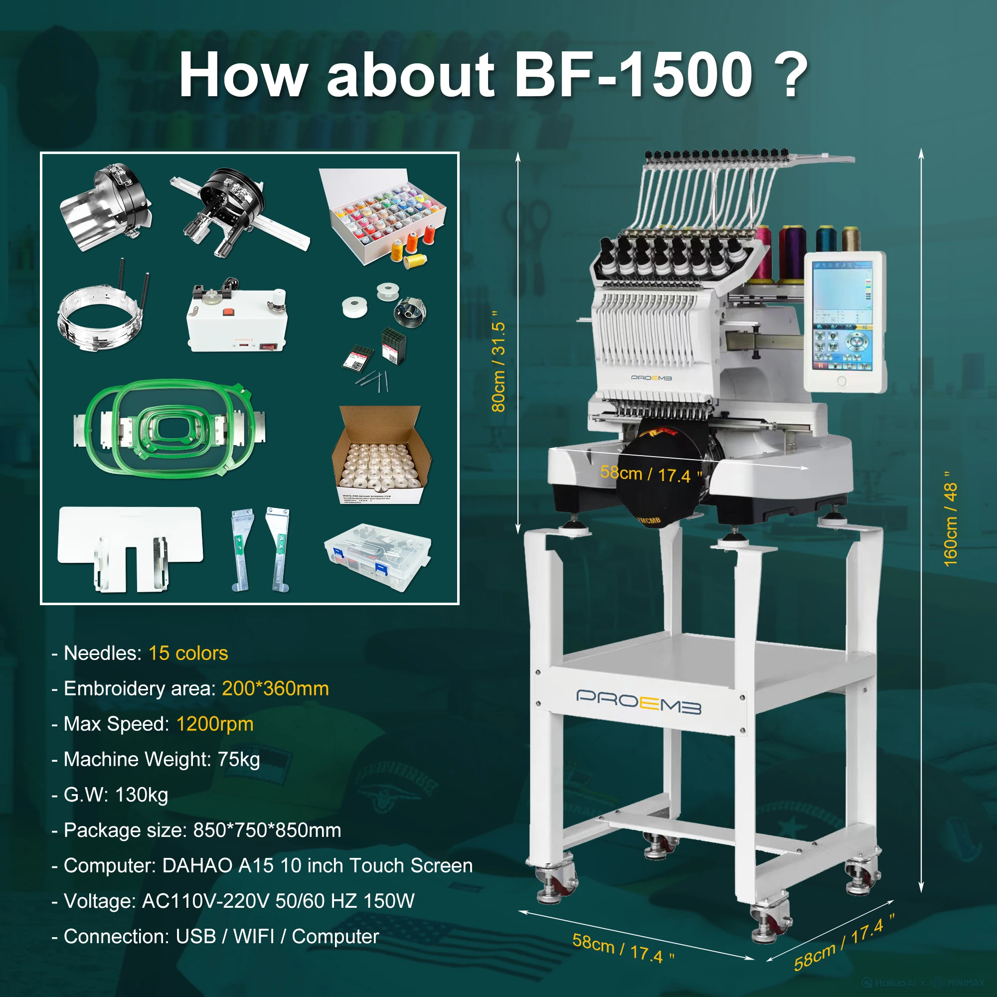PROEMB Computerized Single Head New Flat T-shirt Embroidery Machine for Beginner