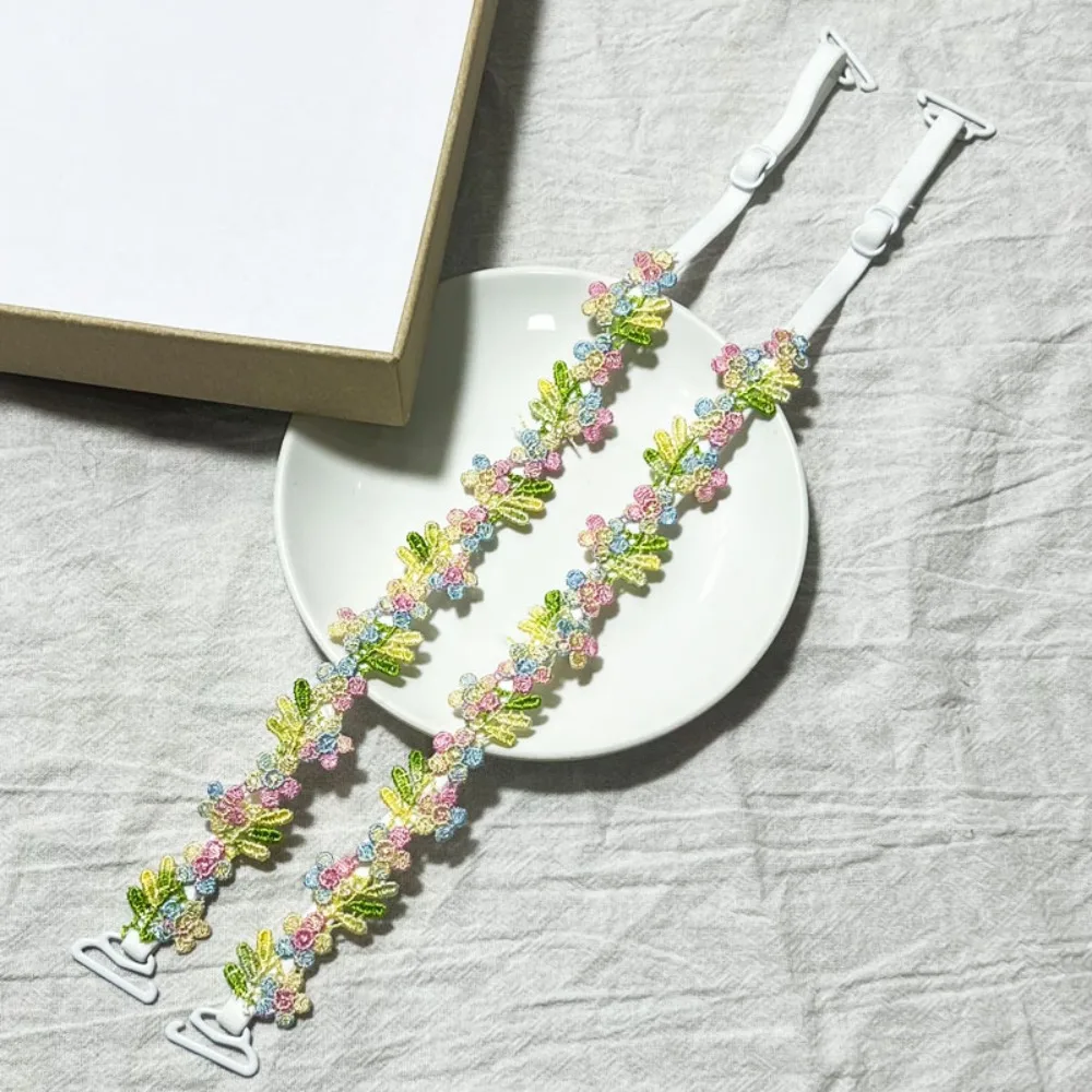 

1pair New Lace Flower Floral Bra Straps Adjustable Anti-slip Floral Shoulder Belts with Lace Trim Elastic Shoulder Straps Women