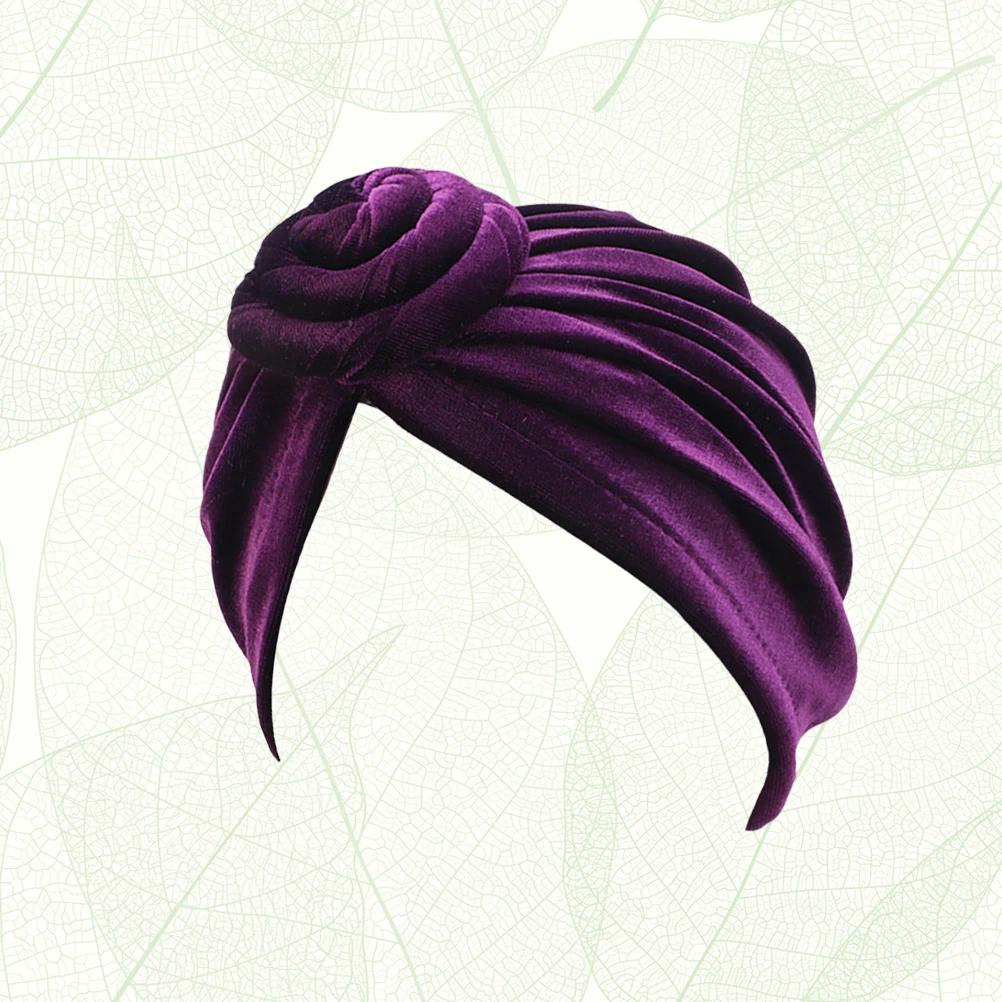 

Swirl Bonnet Purple Lightweight Shower Cap Elastic One Size Fits Most Stylish Bohemian National Style Girl Turban Kerchief
