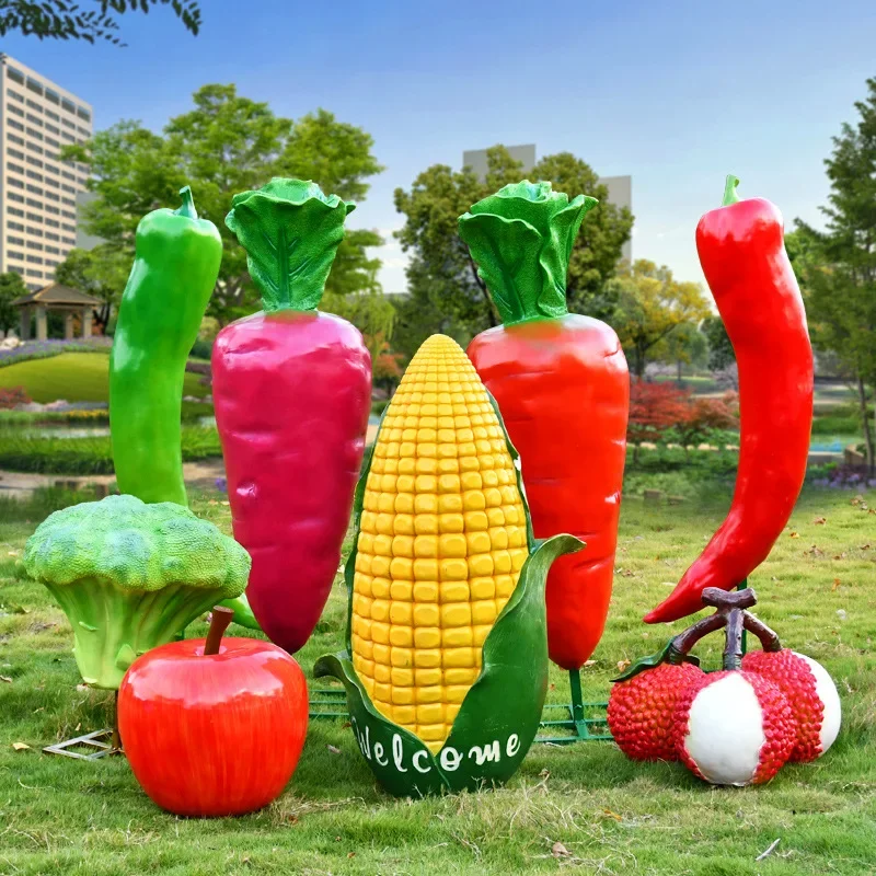 Outdoor large glass fiber reinforced plastic simulation fruit garden vegetable sculpture ecological garden farm cabbage pumpkin