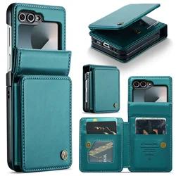 Leather Wallet Cards Solt Holder Case for Samsung Galaxy Z Flip 7 6 5 7fe 5G Flip6 Purse Pocket Bag RFID Multifunctional Cover