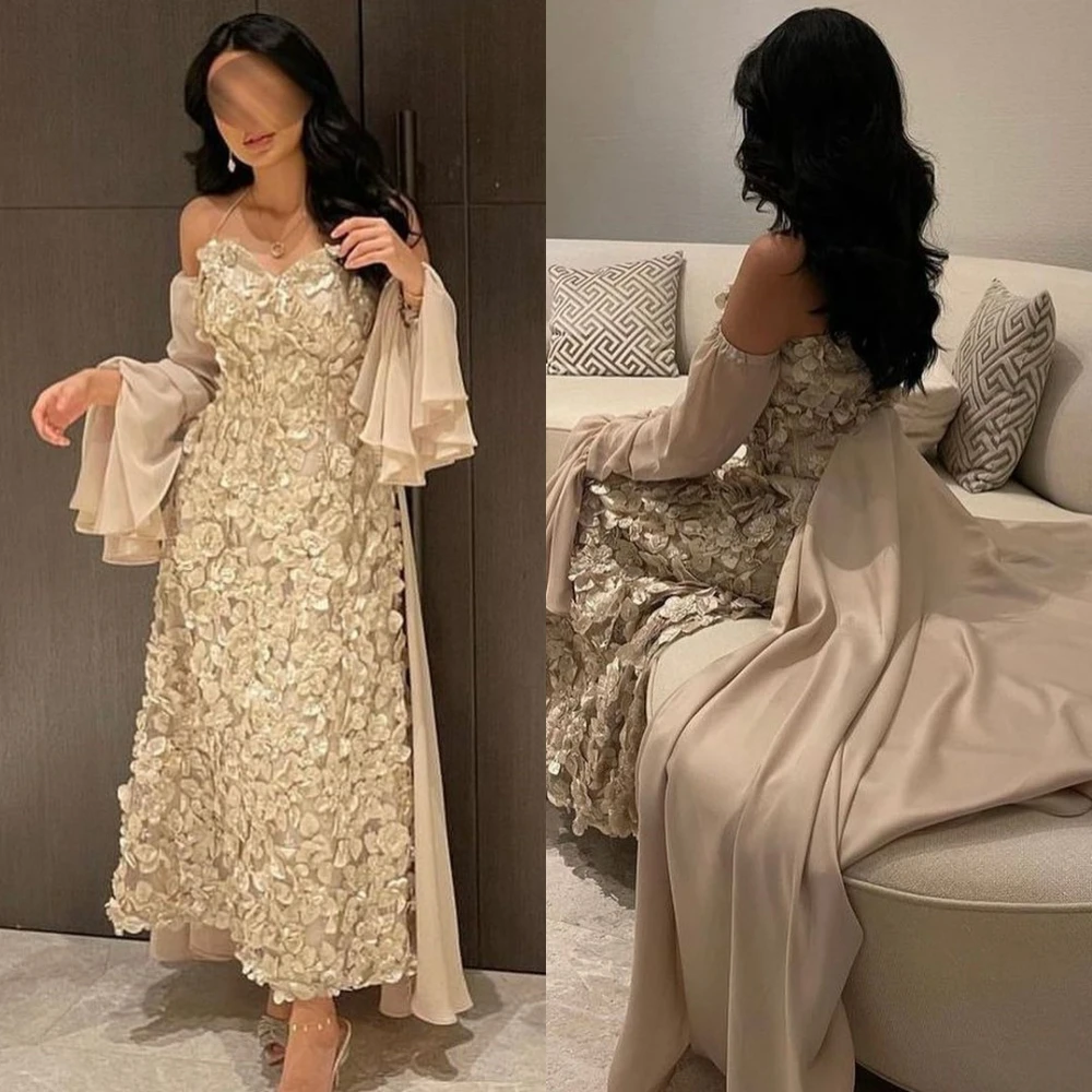 Prom Dresses High Quality Intricate Sweetheart A-line Flower Satin Formal Occasion Gown robes longues femmes d été kleider dame