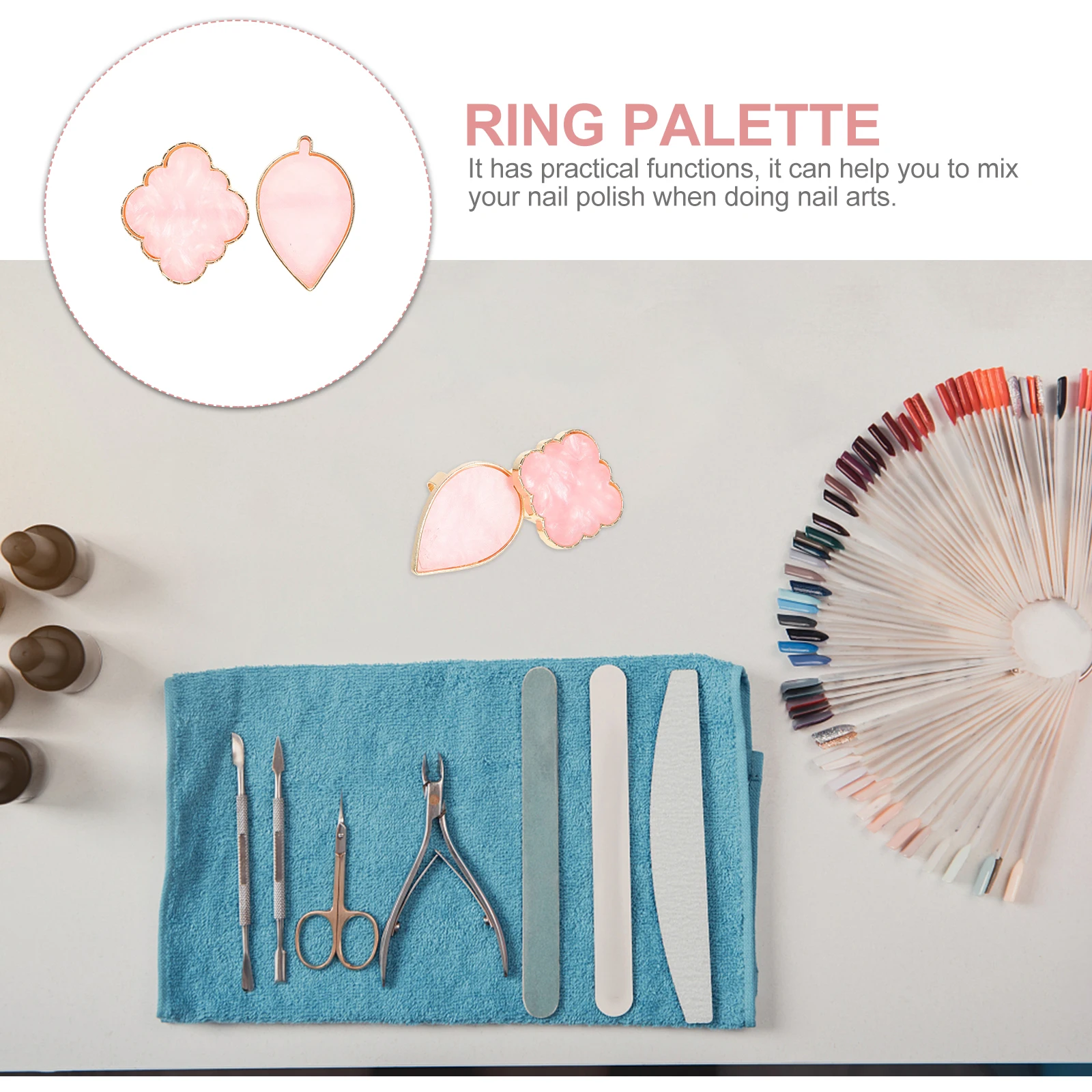 

20pcs Nail Art Ring Resin Color Mixing Trays Adjustable Portable Finger Holders for Manicure Polish Blending Durable