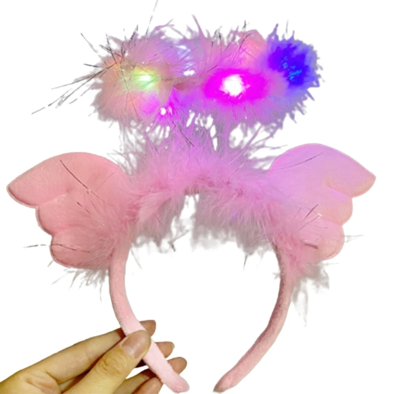 น่ารัก Angel Headband Headdress ผม Band สำหรับสาว Xmas ฮาโลวีนคอสเพลย์ปาร์ตี้งานแต่งงาน