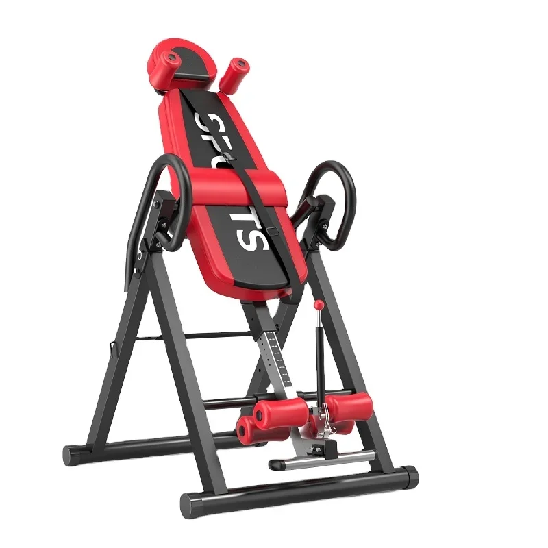 Hot Sale Good Quality High End Fitness Equipment Back Relief Inversion Table on Sale Red Printing Logo 150kg 6310 130-185cm 0,1