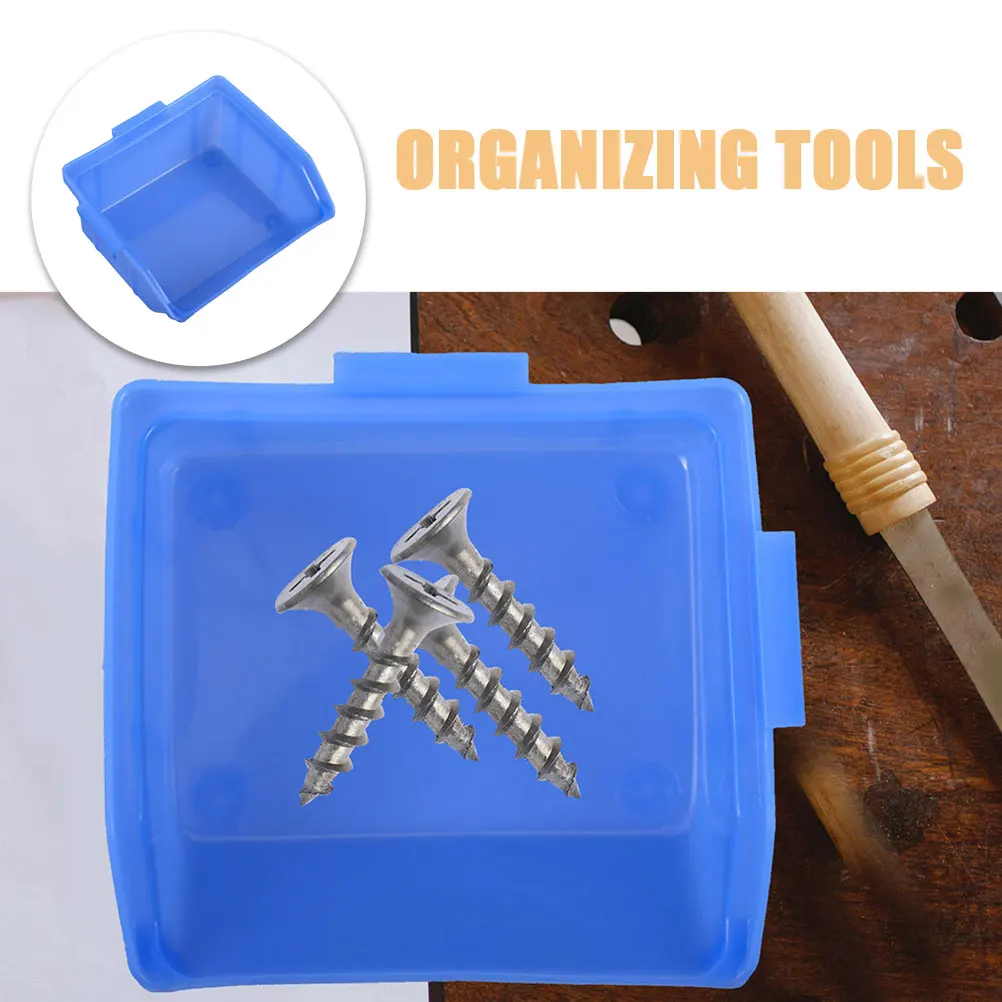 

Organizer Parts Box Garage Storage Bins Blue Containers with Lids for Organizing Office