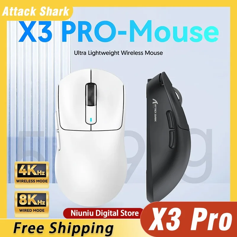 

Attack Shark X3Pro Wireless Mouse Three-Mode Lightweight PAW3395 Macro Gaming Mouse Compatible for Win/Xbox/PS/Mac Hot Swap