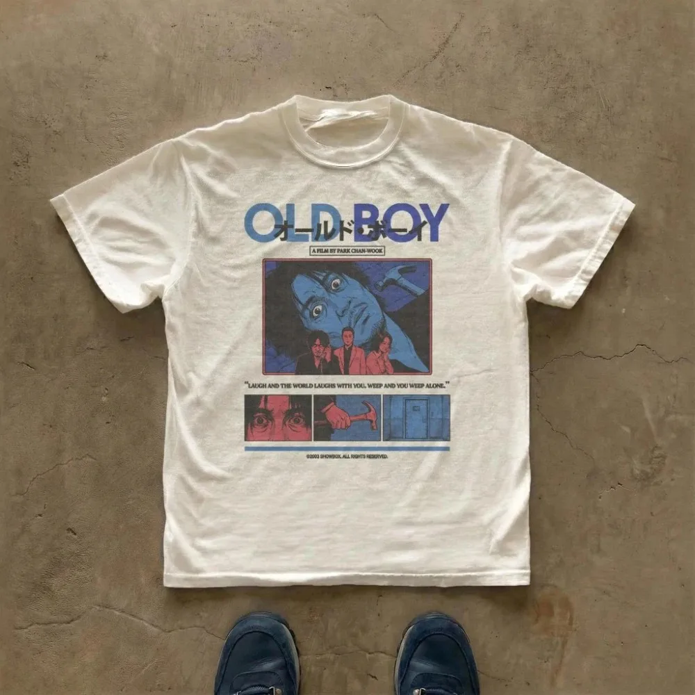 Oldboy Movie Shirt Vintage 2003 Film Poster T-shirt Men Women Oversized Aesthetic Streetwear Short Sleeve Female Male Clothing