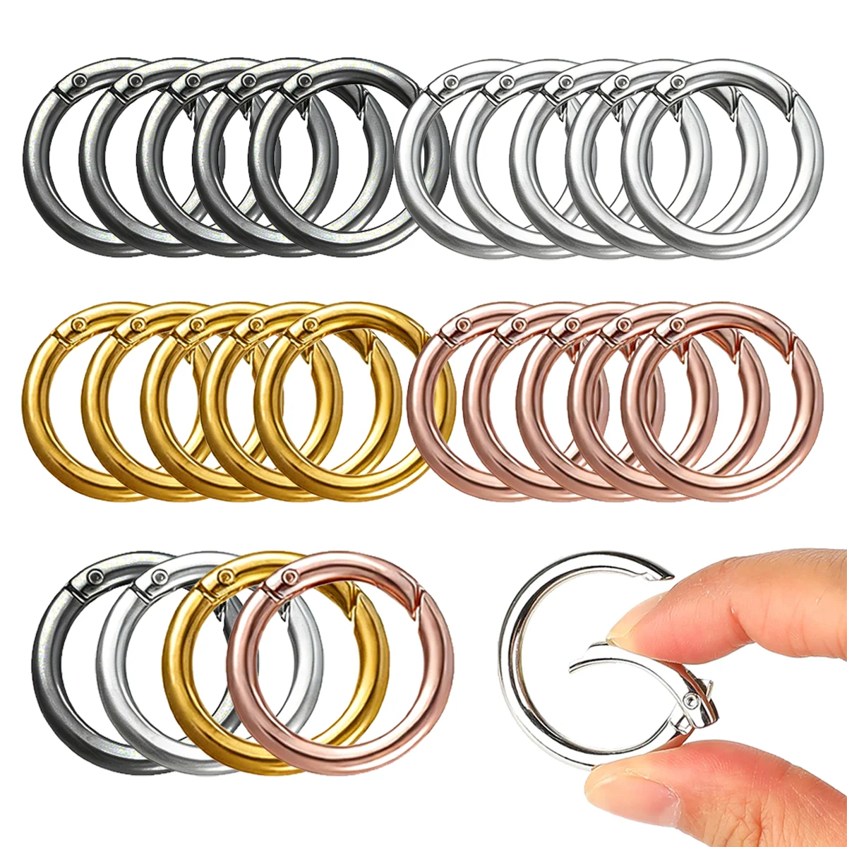 5/15 Pcs Metal Spring Snap O-Ring Quick Release Buckle Hook Keychain Bag Clip Purse Wallet Dog Leash DIY Craft Accessories Gifts