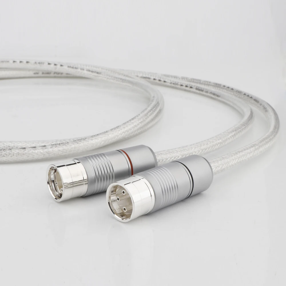 Preffair X451 99.998% Pure Silver XLR Balanced Cable HiFi Audio Interconnect Solid PSS Pure Silver Core Wire Silver-Plated Plug