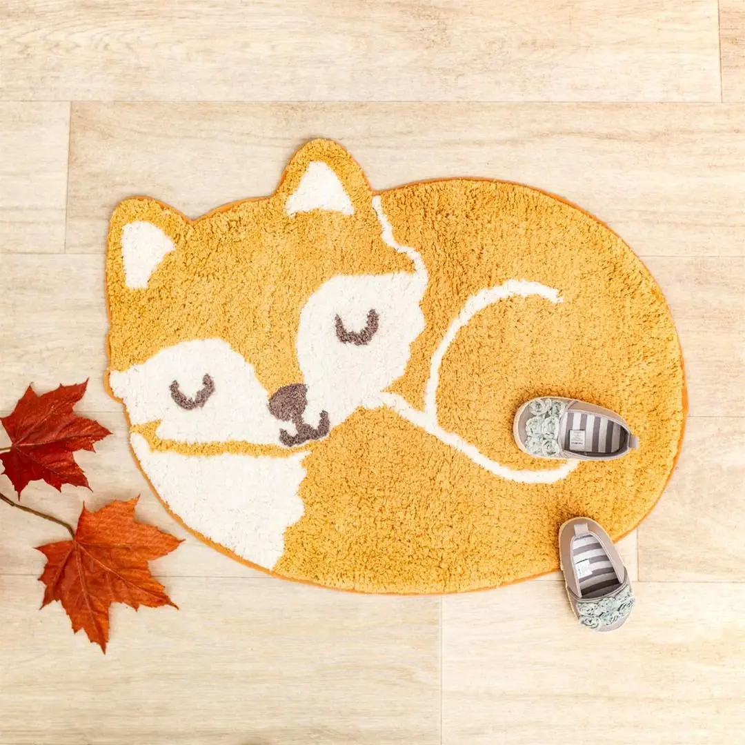 

Woodland Fox Rug Non-Slip Rug Washable Soft Bath Mat Circle Rugs for Living Room Dining Room Bedroom Decoration