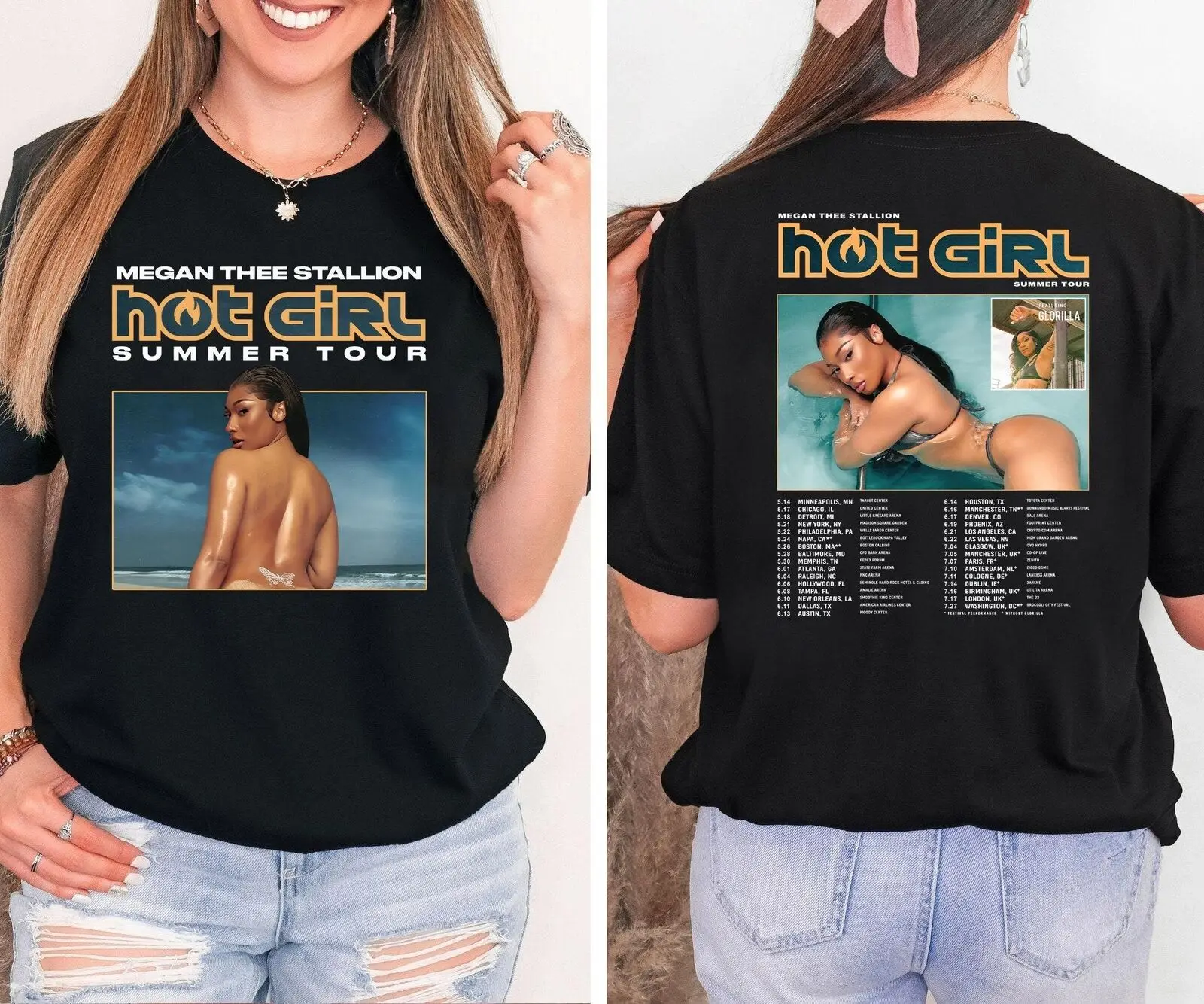 Vintage Megan Thee Stallion Hot Girl Summer Tour 2024 Shirt 2 Side  Megan Thee S