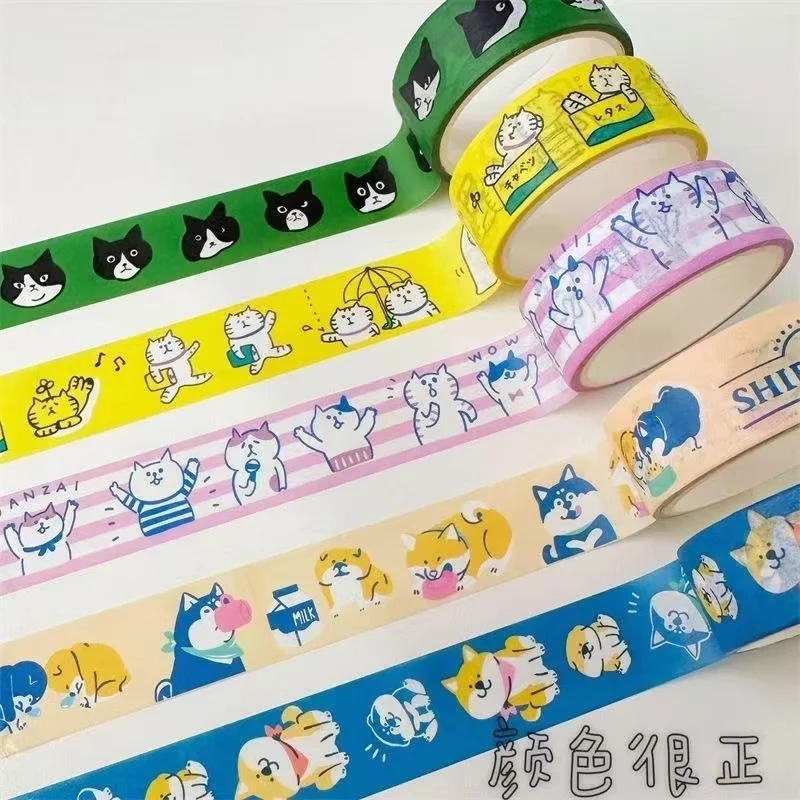 custom.[1400 People Collected] Cute Popular Tape Shiba Inu Gulu Washi Tape Journal Material Stickers Versatile