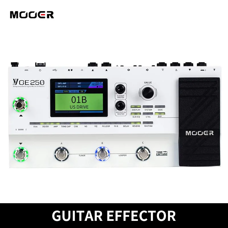 

MOOER-GE250 Digital AMP Modelling Guitar, Multi-Effects Pedal, 70 AMP Models, 180 Effect Types, 70 Seconds Looper with PRE/POST