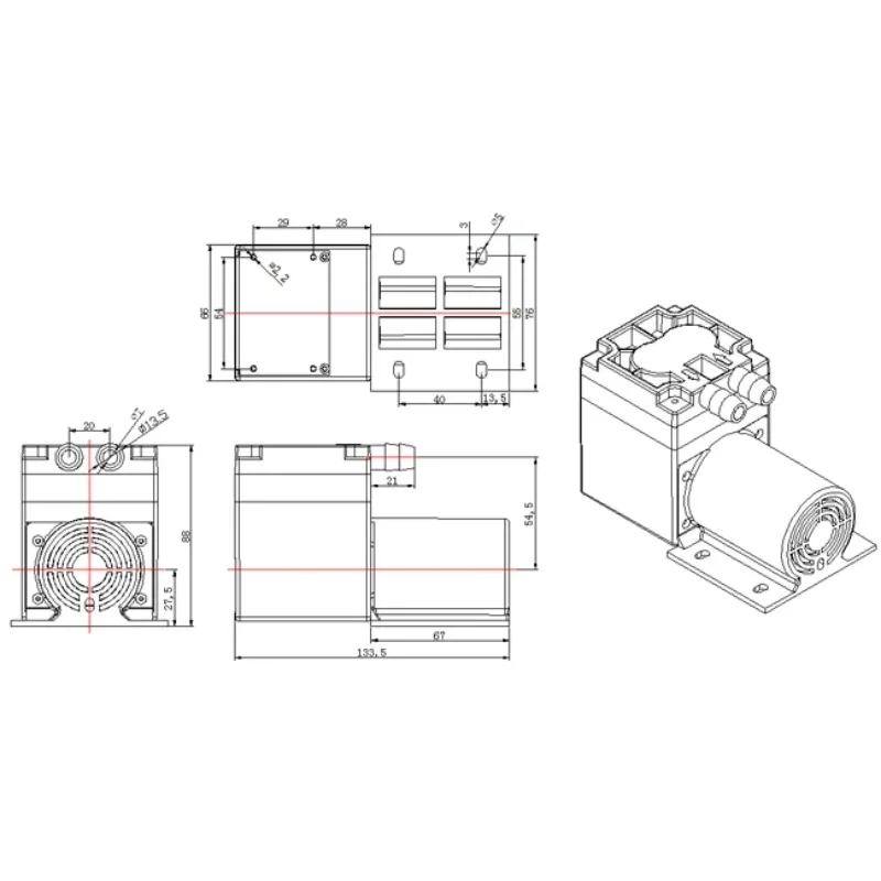 2.5L/min Electric Diaphragm Water Pump with Brush Motor 12V DC Customized OEM Support