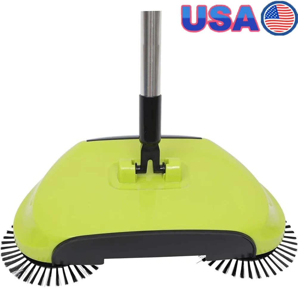 

Multi Function Hand Push Sweeper Vacuum Mop Adjustable Handle Dustpan Trash Bin 3-in-1 360 Degree Rotating Floor Cleaner