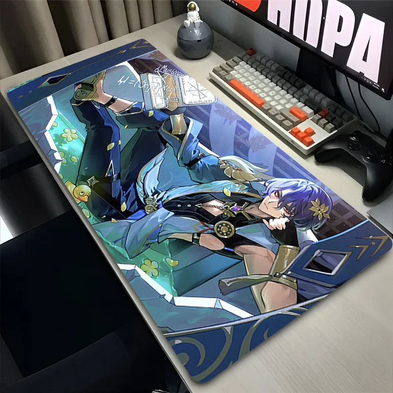 Mouse Pad XL Lockedge Large Gaming Accessories Computer Keyboard Pad Mouse Mat Honkai Star Rail Dr. Ratio Desk Mousepad For gift