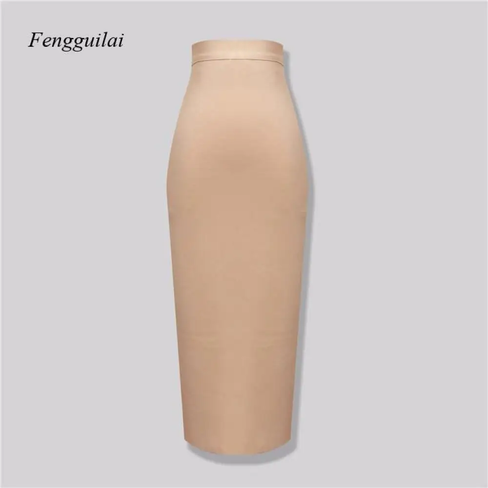 Elegant Nude Beige High Waist Bodycon Skirt for Women Soft, Stretchy Material, Slim-Fit Design. Ideal for Work