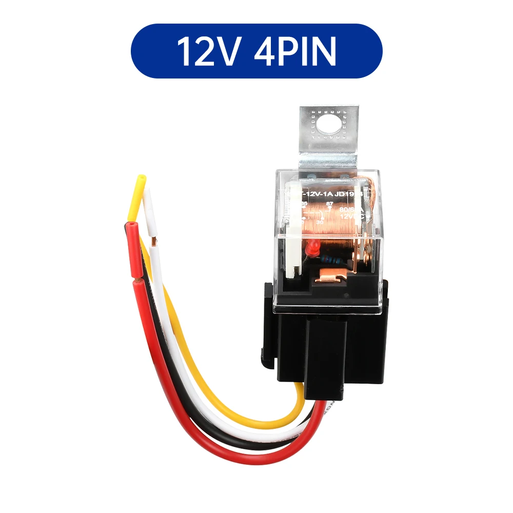DC 12V 24V Wasserdichtes Automobilrelais JD1914/JD2914 80A 4-polig 5-polig Automobilrelais-Modul Doppelkontakt Kupferstift mit Sockel – Detail 1