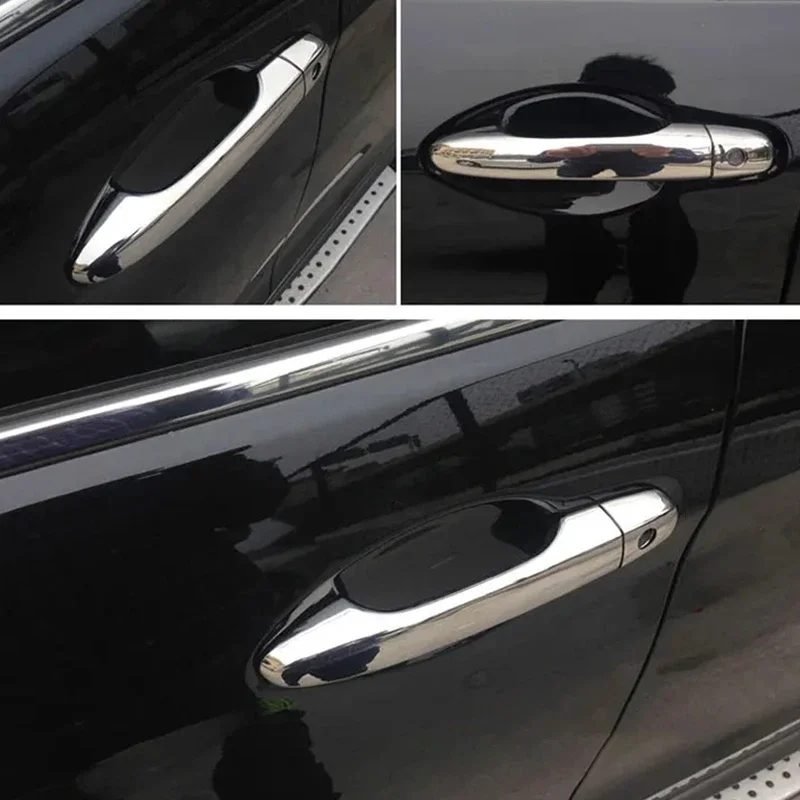 For Honda Civic 9th Gen 2012-2015 Car Carbon Fiber Style Black Exterior Door Handle Moulding Cover Trim w/Keyless Entry Decor