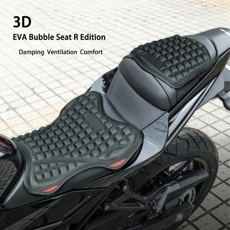 H3CE Motorcycle Cushions Pressure Relieving EVA Foam Layer Ventilated Bubble Texture Universal for Sport Bikes