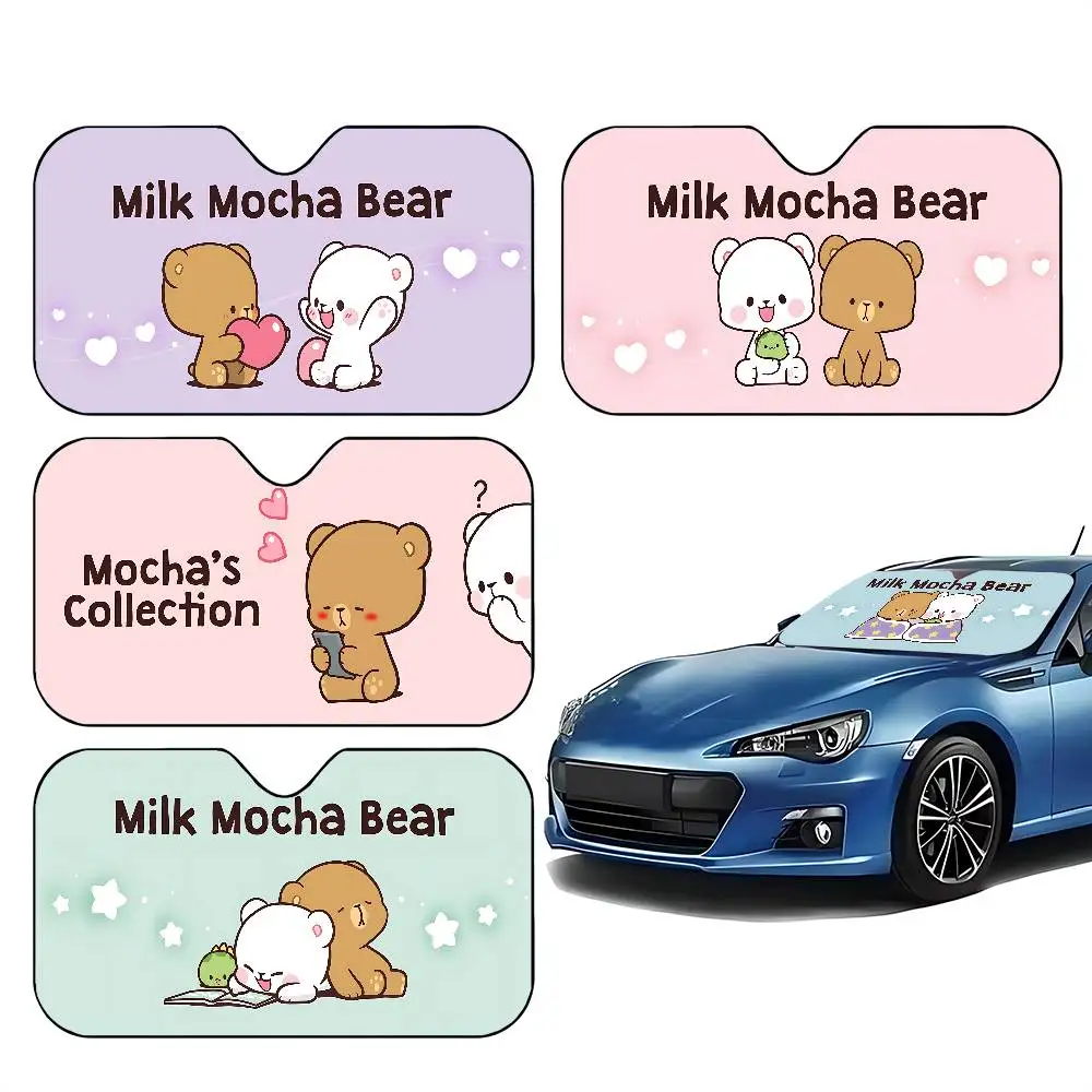 

Cartoon M-Milk And M-Mocha Car Sunshade Curtains Car Sun Shade Windshield Foldable Cute Funny Sunshade For Car Truck SUV Blocks