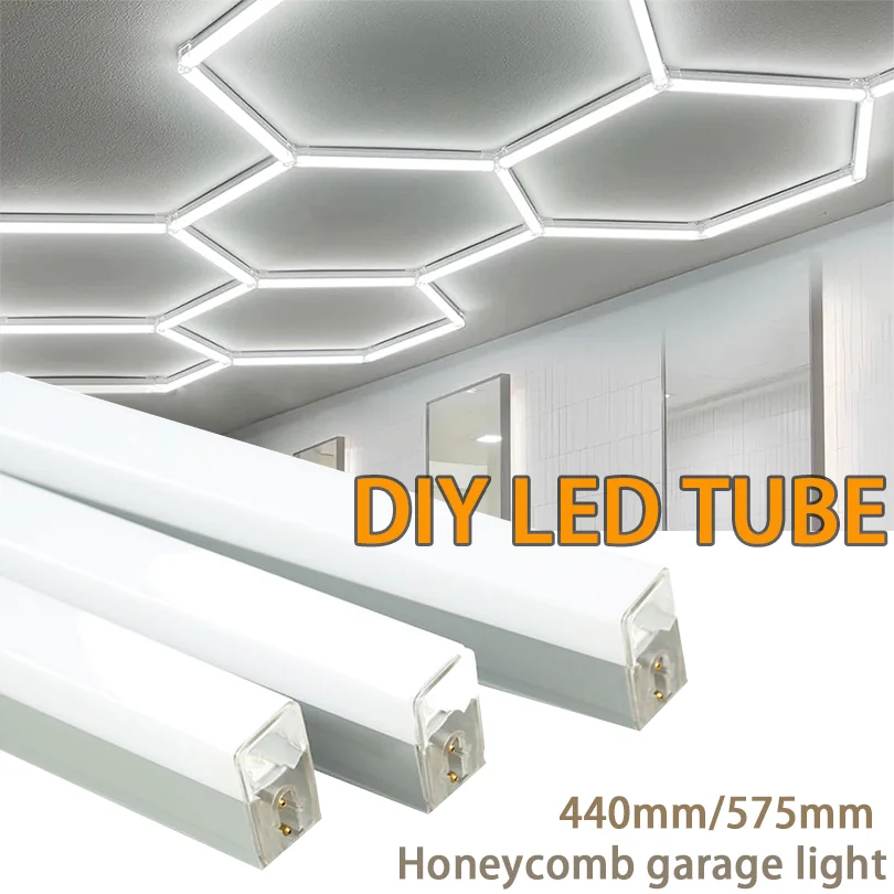 DIY led tube Hexagon Garage Honeycomb Car Body Lighting Lamp Ceiling lamp PC AC85-265V Accessories Barbershop Workshop garage