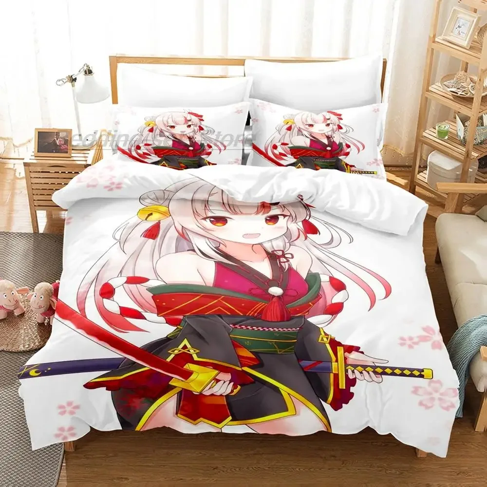 VTuber Ookami Mio Bedding Set Single Twin Full Queen King Size Bed Set Aldult Kid Bedroom Duvetcover Sets Print Kawaii Cartoon