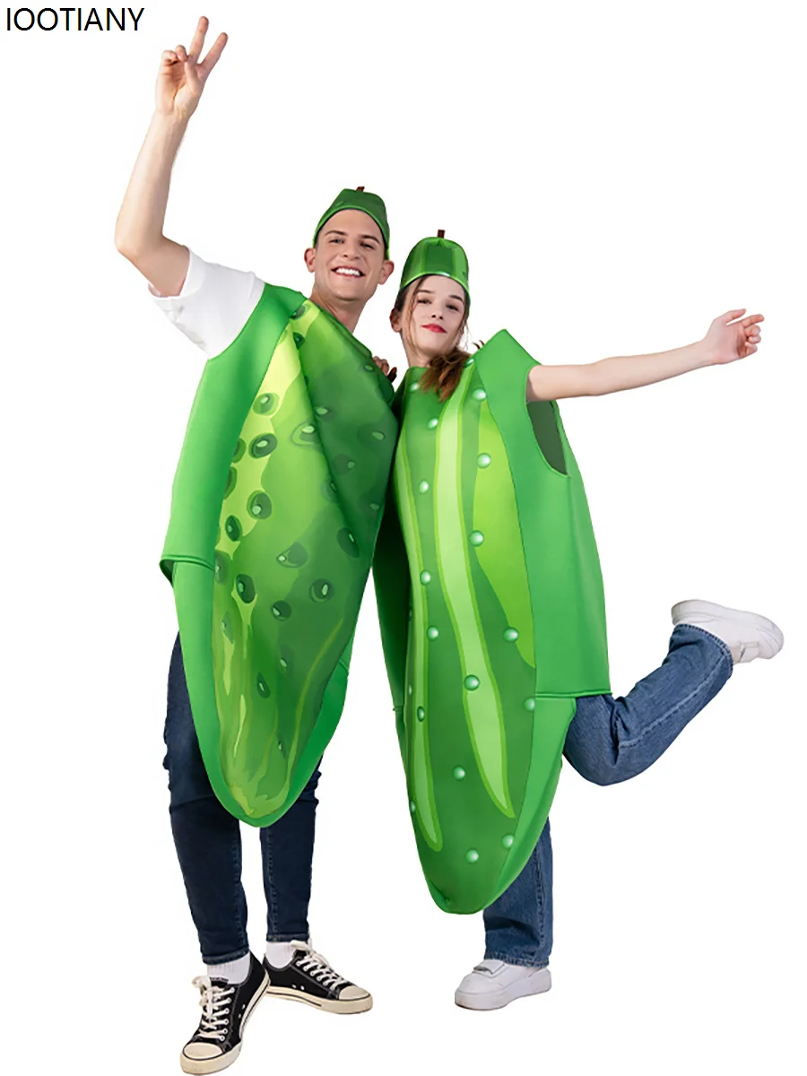 

Halloween Funny Adult Cucumber Cosplay Green Jumpsuit School Event Party Anime Cartoon Costume Carnival Stage Showing Dress Up