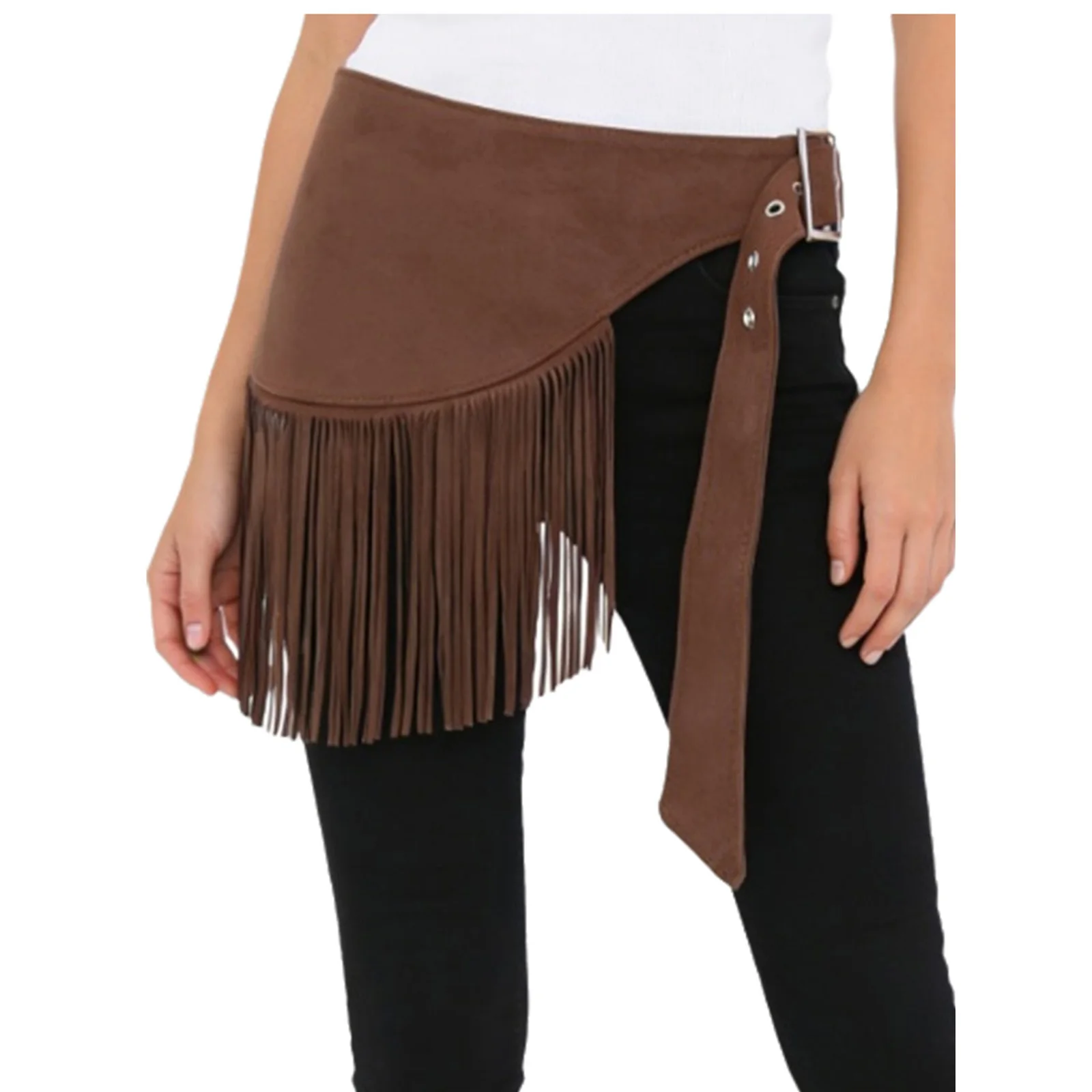 

Women Vintage Waist Belt Tassel Fringe Irregular Design Adjustable Belt Western Cowboy Cowgirl Punk Style Costume Accessories