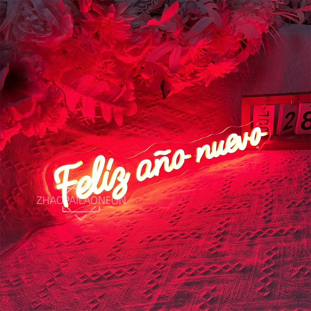 سنة جديدة سعيدة أضواء النيون عيد الميلاد الديكور 2026 ديكور المنزل غرفة نوم Feliz ano nuevo النيون Led تسجيل جدار ديكور الهدايا #3