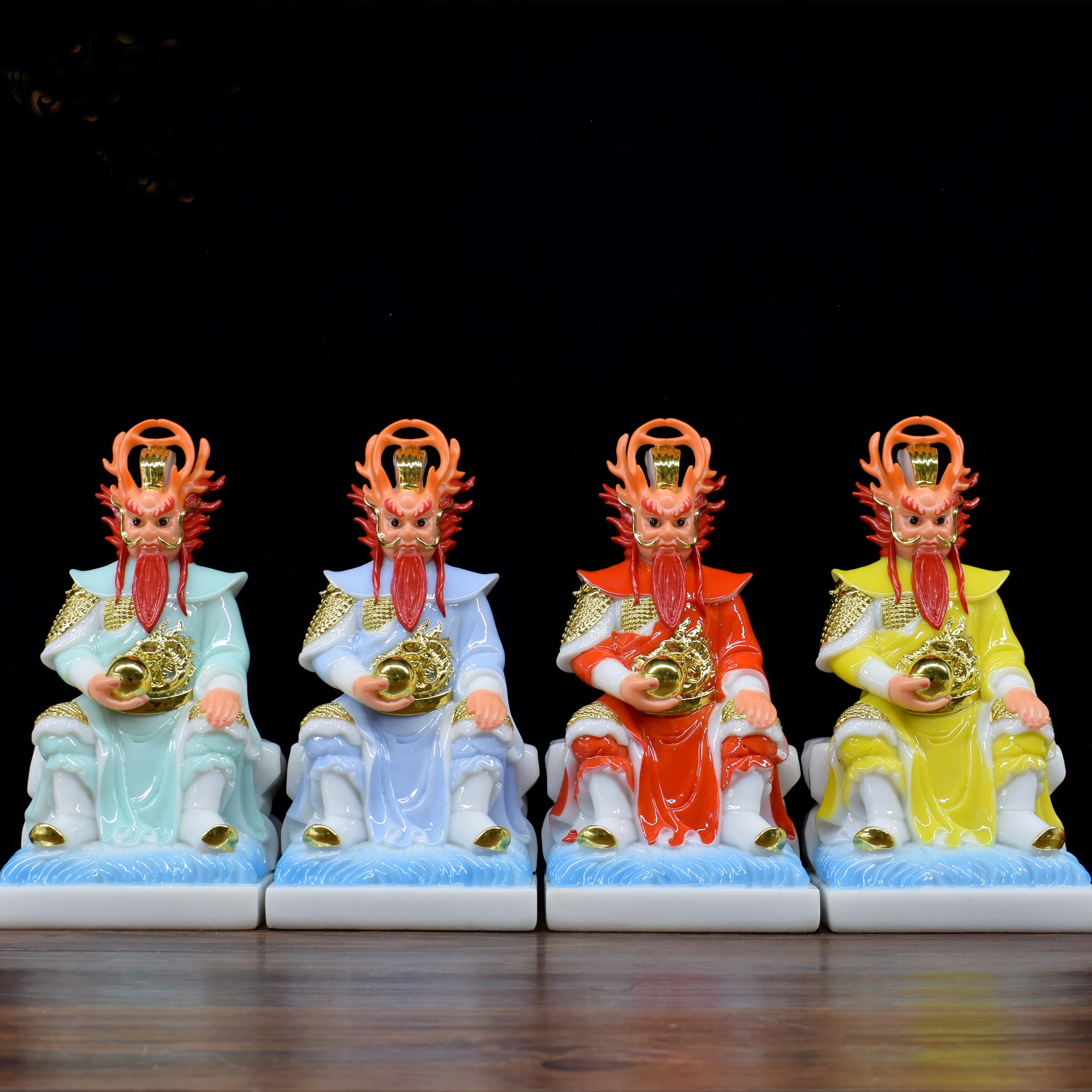 Asia Home store COMPANY High-grade exorcise evil spirit talisman bring wealth money Dragon King God jade gilding statue