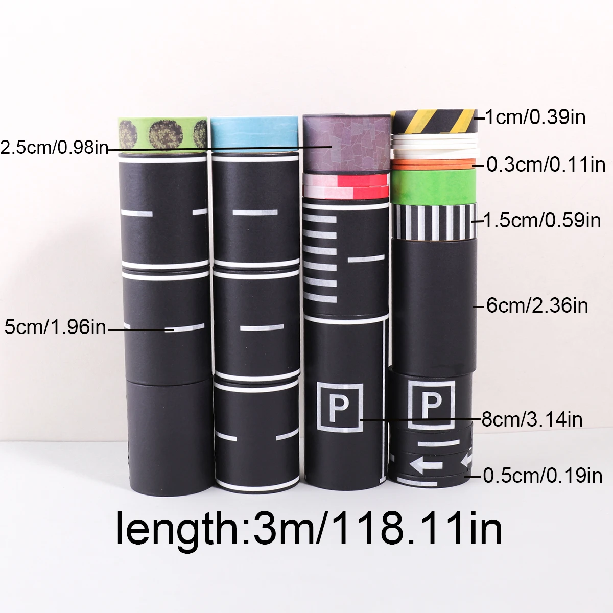 Cartoon Road Track Washi Tape Set: Racing Theme Black Road Stickers Set for DIY Car Game Decoration, Party Supplies,Gift