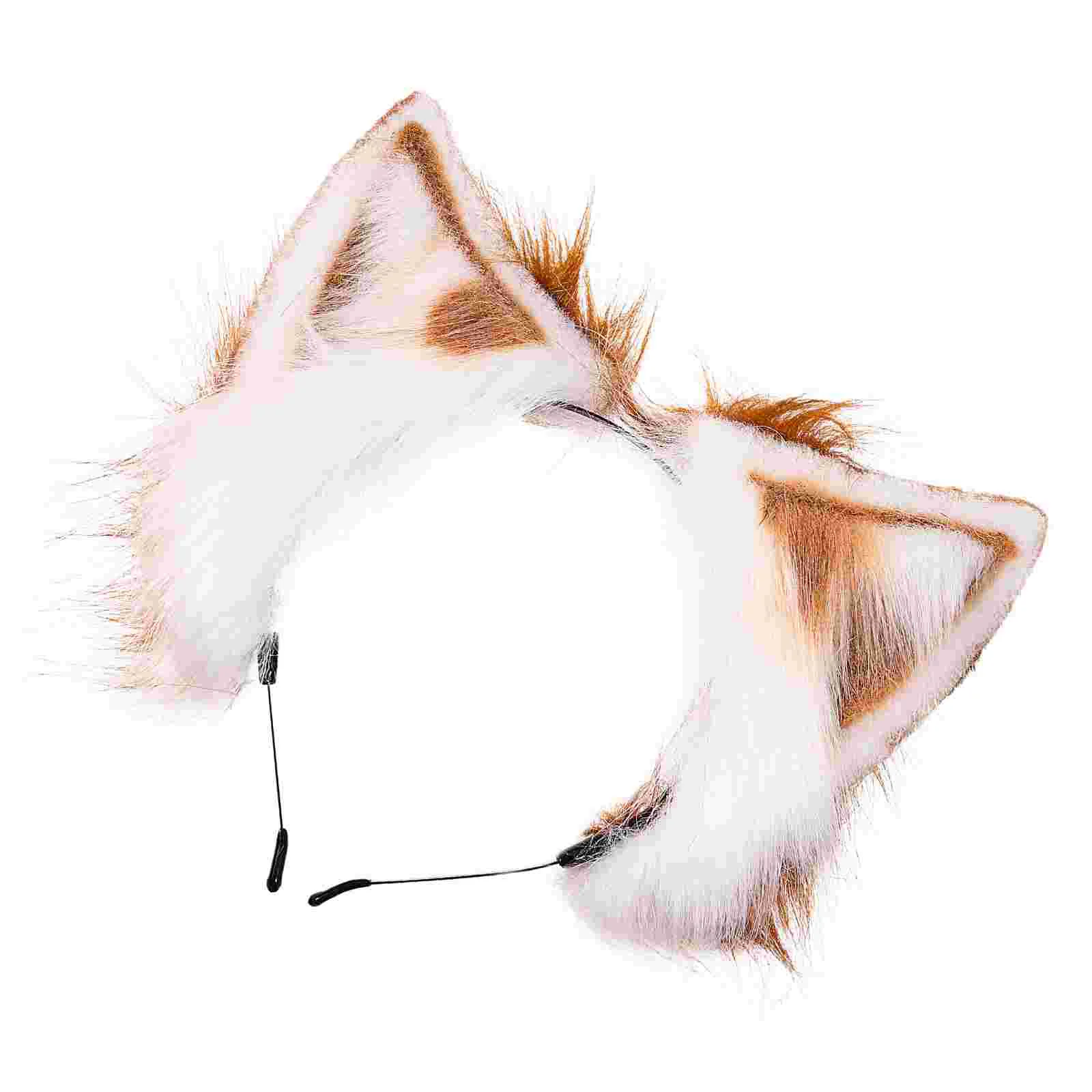 Cat Ears Headband Plush Headpiece Animal Blootube Headphones Headwear Hair Clip Rabbit Headdress Cosplay