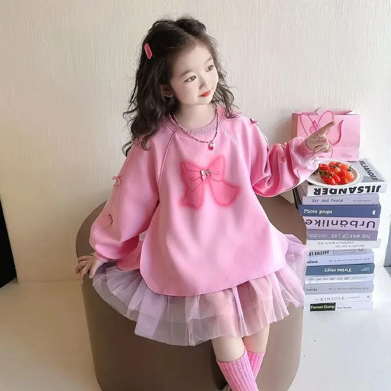 

Girls' Dress New Sweet and Western Style Children's Princess Skirt Long Sleeve Hoodie Skirt