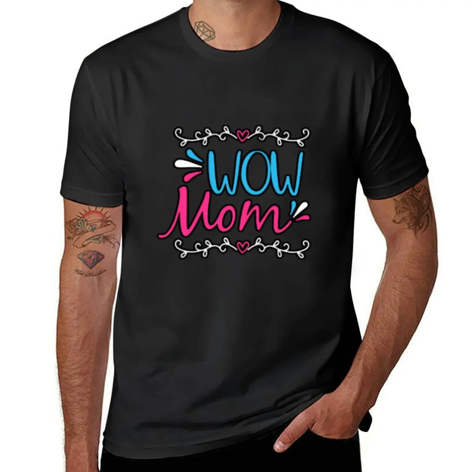 Wow Mom T-Shirt graphics cute tops Blouse korean fashion T-shirt men