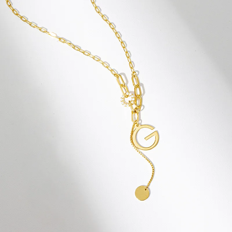 Korean 925 sterling silver plated K gold simple heart-shaped necklace with a female niche design and collarbone chain