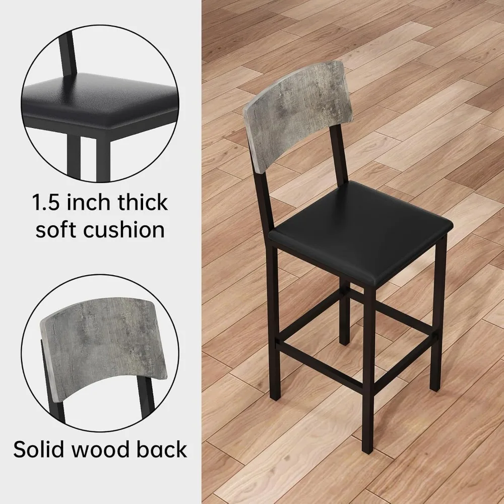 5-Piece Dining Table Set, Dining Table Set for 4, Counter Height Table & 4 Bar Stools, Modern Kitchen Dining Set, with Upholste