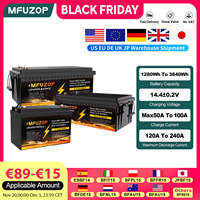 MFUZOP 1280Wh 2560Wh 3840Wh 12V LiFePO4 Rechargeable Battery Intelligent BMS100Ah 200Ah 300Ah System for RV Camping No VAT