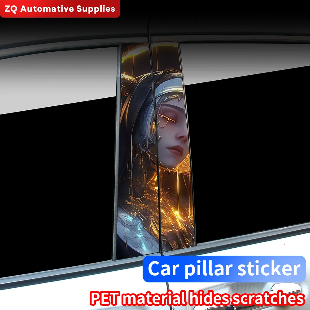 Gothic Nun Sister Car Stickers Car B-pillar Vinyl Decals Waterproof Auto Center Pillar Sticker Cover Scratches Vehicle Decors