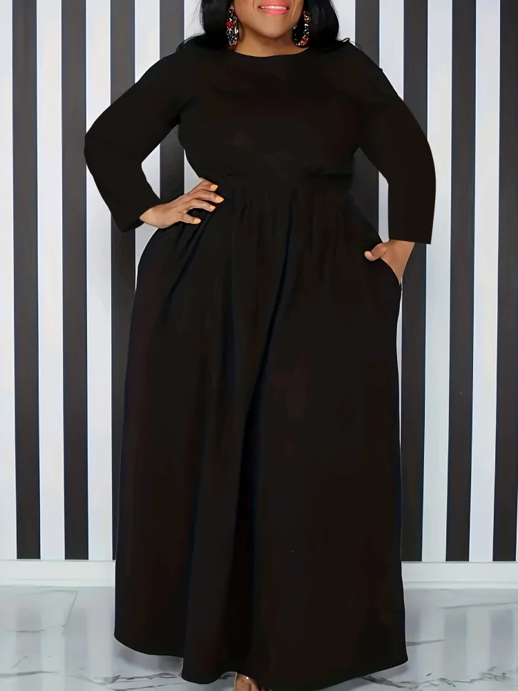 4XL 5XL Plus Size Dresses Women Black Long Sleeve Maxi Dress Autumn Winter Urban Gypsy Fashion Dresses Ropa Mujer Big Size 3XL